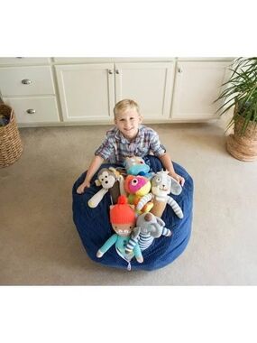 Plush Storage Bean Bag Organizer - Navy Blue